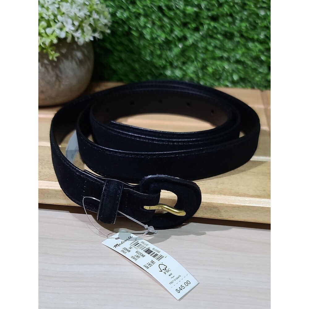 Madewell Suede Buckle Bombay Belt / True Black XL NWT